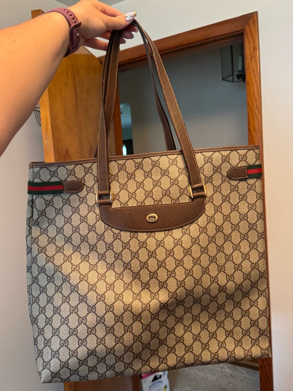 Gucci Brown GG Canvas Tote Bag